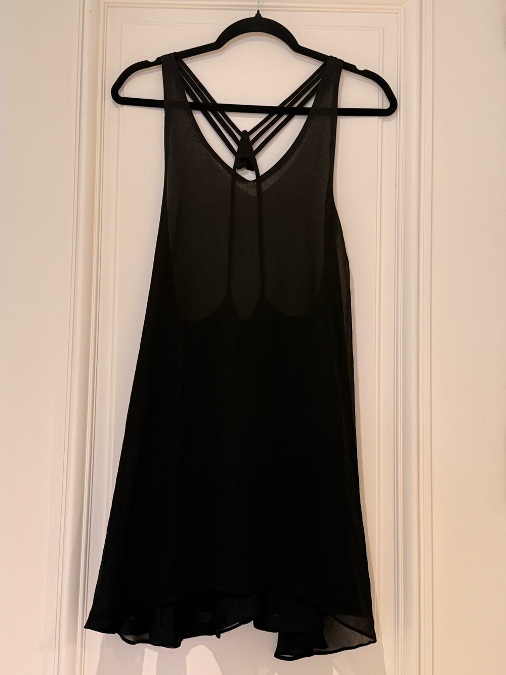 Black Strappy Back Chiffon Slip Dress